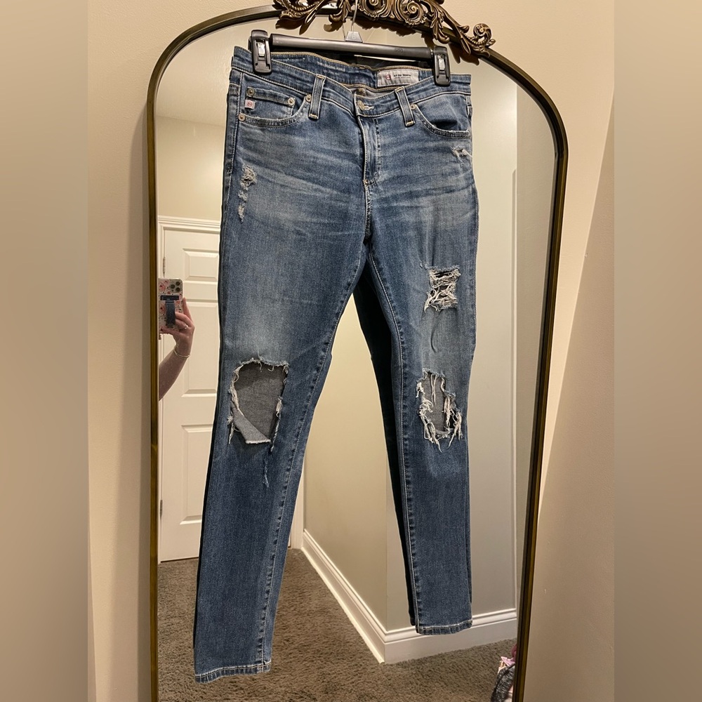 AG Adriano Goldschmied Distressed Legging Ankle Skinny Jean 28